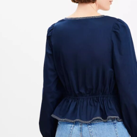 Petite Tie Peplum Blouse by LOFT, Petite Large NWT - Picture 3 of 3